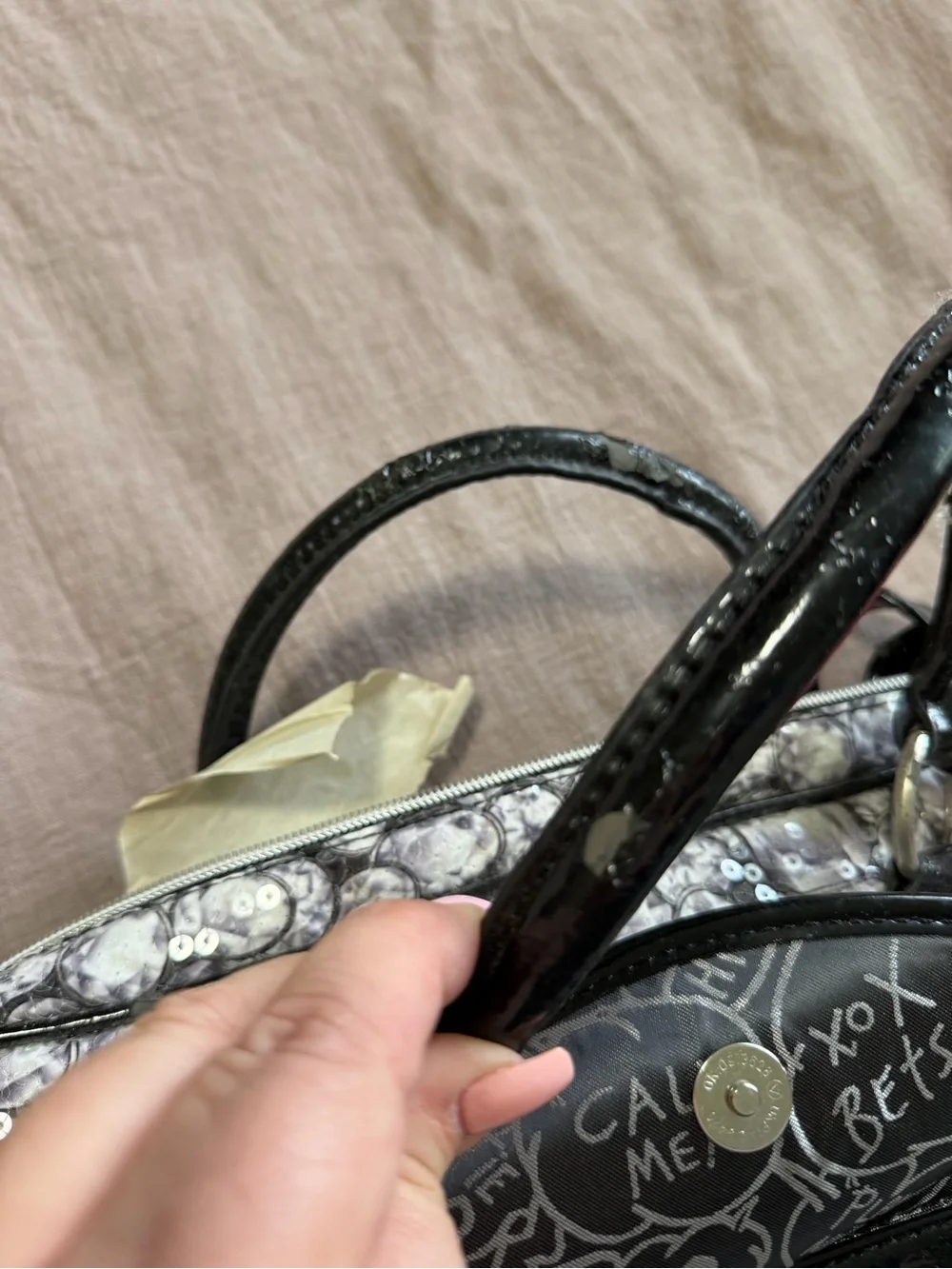 Dead stock Betsey Johnson Diamond Sequin Laptop Computer Case Bag Some Peeling